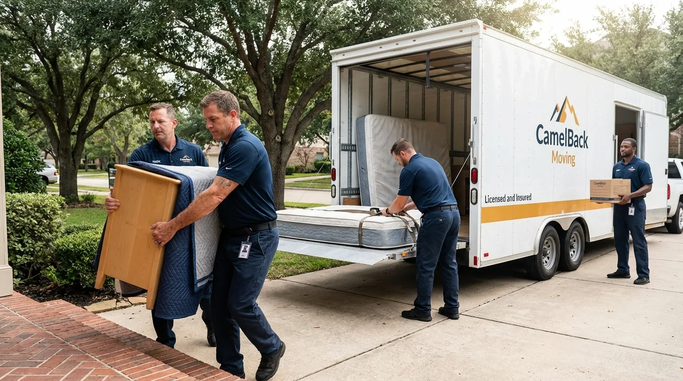 Crew loading residential truck for cross-state move from Verona, VA