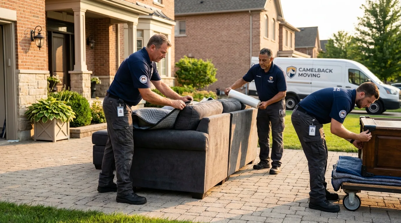 Large estate moving crew wrapping furniture in Verona, VA
